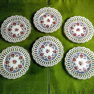Bavaria Schumann Reticulated Porcelain Plates (6)